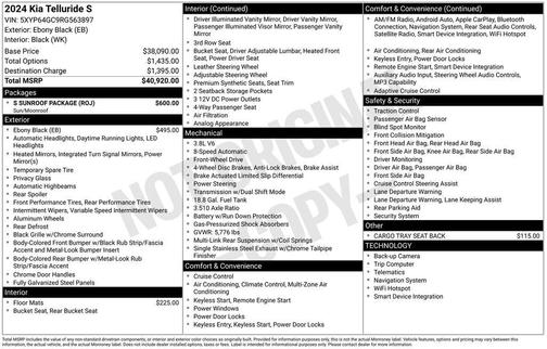 Ebony Black 2024 Kia Telluride S
