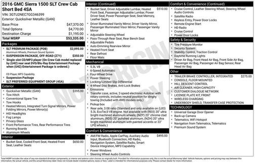 Quicksilver Metallic 2016 GMC Sierra 1500 SLT