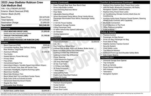 Black Clearcoat 2023 Jeep Gladiator Rubicon