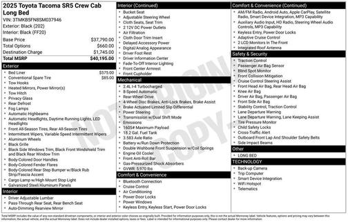 Black 2025 Toyota Tacoma