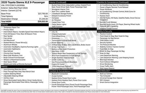 Red 2020 Toyota Sienna