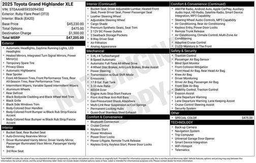 Ruby Flare Pearl 2025 Toyota Grand Highlander XLE