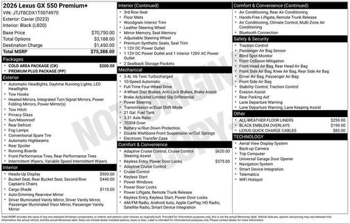 2026 Lexus GX 550 550 PREMIUM+