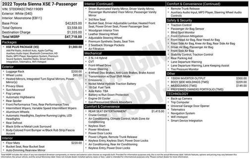 2022 Toyota Sienna XSE 7 Passenger