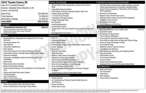 Celestial Silver Metallic 2023 Toyota Camry SE