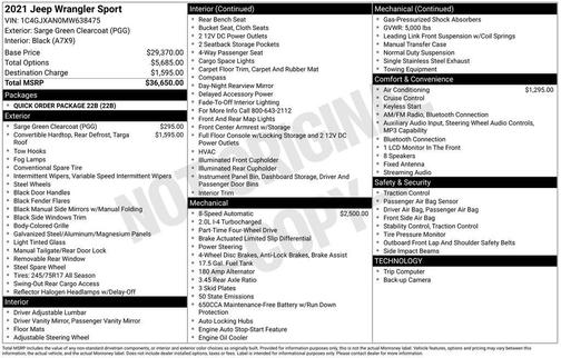 Sarge Green Clearcoat 2021 Jeep Wrangler Sport