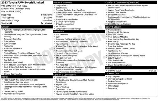 Wind Chill Pearl 2023 Toyota RAV4 Hybrid Limited