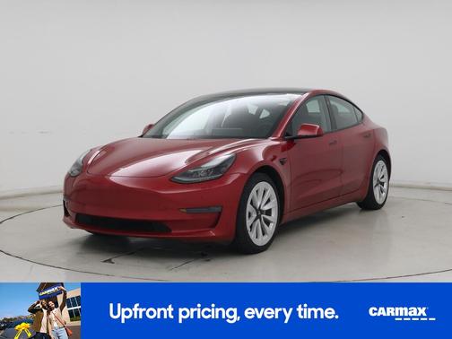 Red 2021 Tesla Model 3 Long Range
