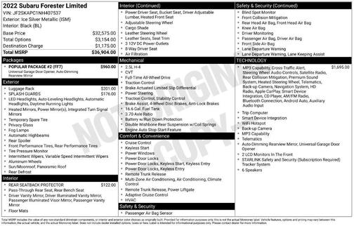 Ice Silver Metallic 2022 Subaru Forester Limited