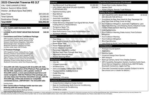 Summit White 2023 Chevrolet Traverse RS