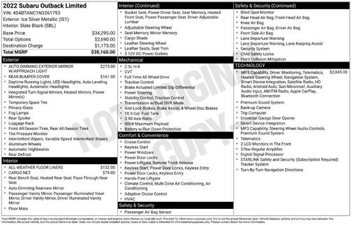 Ice Silver Metallic 2022 Subaru Outback Base