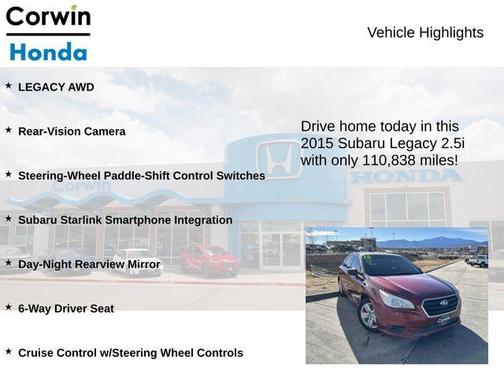 2015 Subaru Legacy 2.5i