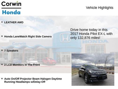 Black Forest Pearl 2017 Honda Pilot EX-L