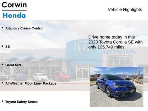 Blue Crush Metallic 2020 Toyota Corolla SE