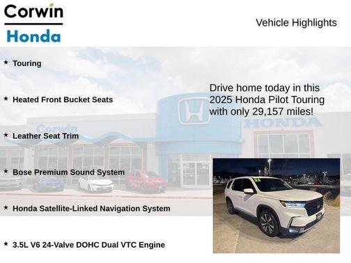 Platinum White Pearl 2025 Honda Pilot Touring