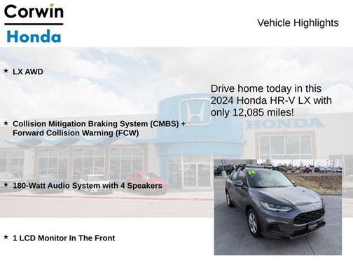 Gray 2024 Honda HR-V LX