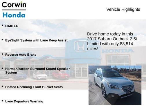 2017 Subaru Outback 2.5i Limited