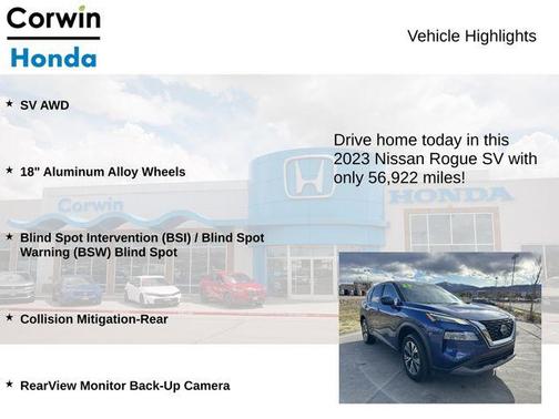 Caspian Blue 2023 Nissan Rogue SV