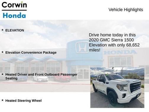Summit White 2020 GMC Sierra 1500 Elevation