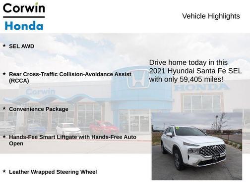 Quartz White 2021 Hyundai SANTA FE SEL