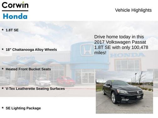 Deep Black Pearl Effect 2017 Volkswagen Passat 1.8T SE w/Technology
