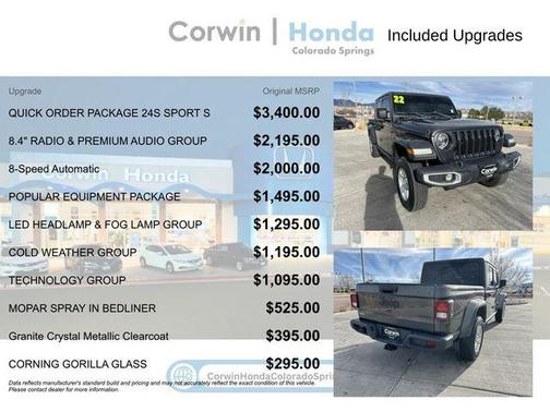 Granite Crystal Clearcoat Metallic 2022 Jeep Gladiator Sport