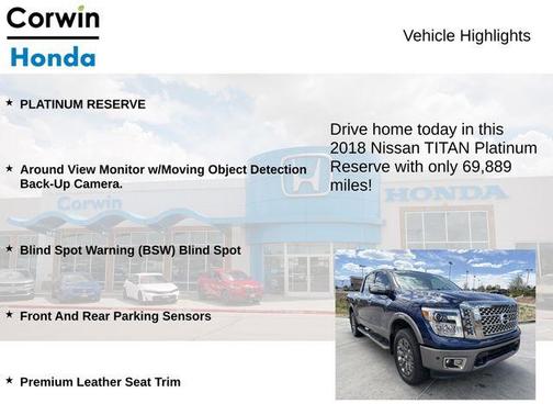 Deep Blue Pearl 2018 Nissan Titan Platinum Reserve