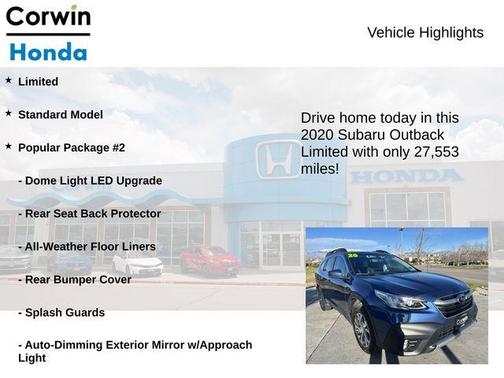 Abyss Blue Pearl 2020 Subaru Outback Limited
