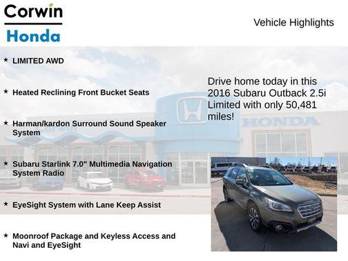 2016 Subaru Outback 2.5i Limited