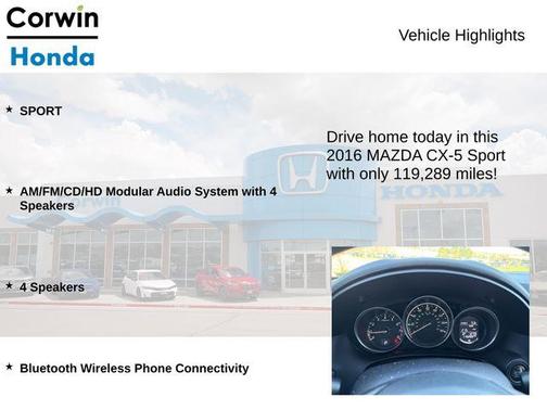 Jet Black Mica 2016 Mazda CX-5 Sport