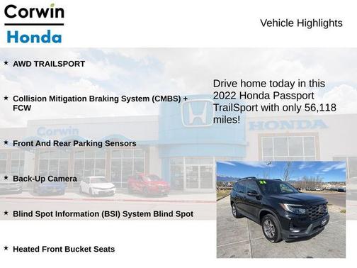 Crystal Black Pearl 2022 Honda Passport TrailSport