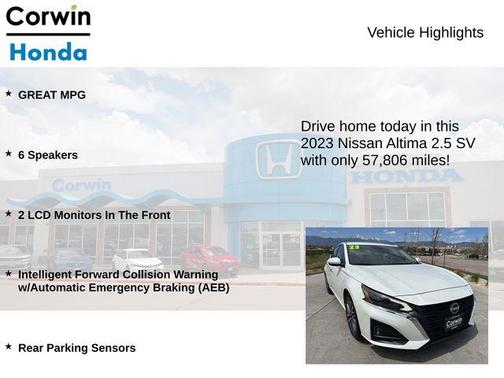 White 2023 Nissan Altima 2.5 SV
