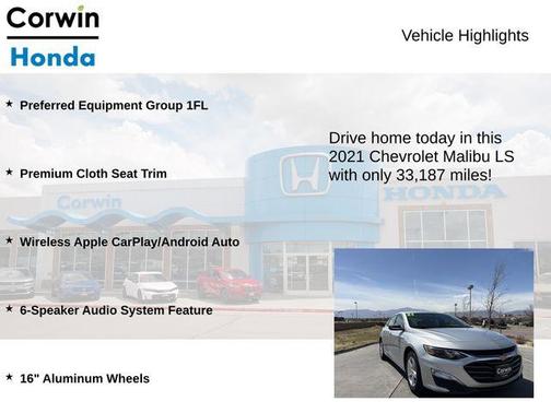 Silver Ice Metallic 2021 Chevrolet Malibu 1LS