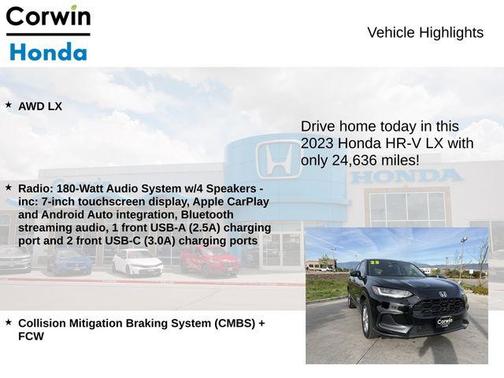 Crystal Black Pearl 2023 Honda HR-V LX