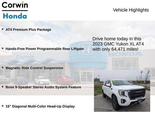 Summit White 2023 GMC Yukon XL AT4