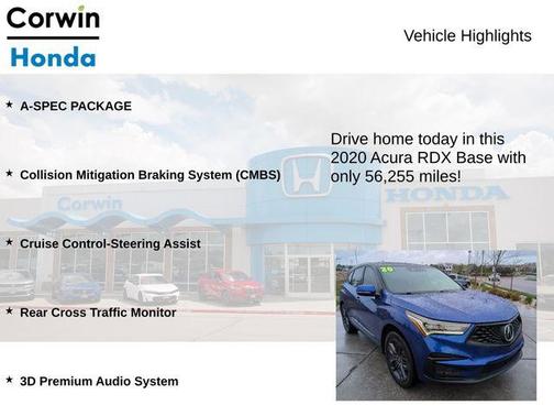 Apex Blue Pearl 2020 Acura RDX A-Spec