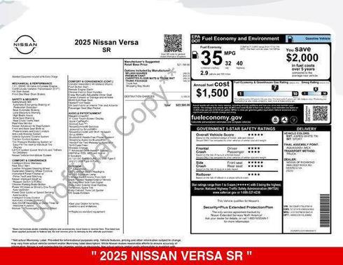 Aspen White Tricoat 2025 Nissan Versa 1.6 S