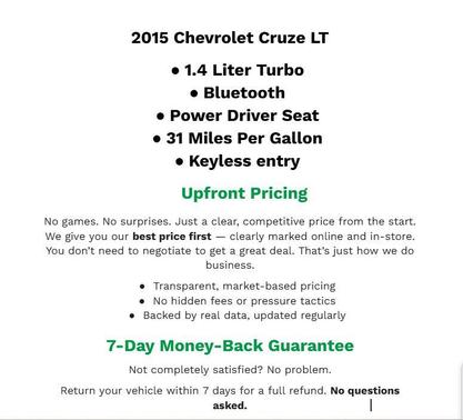 Silver Ice Metallic 2015 Chevrolet Cruze 1LT