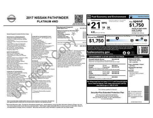 Pearl White 2017 Nissan Pathfinder Platinum