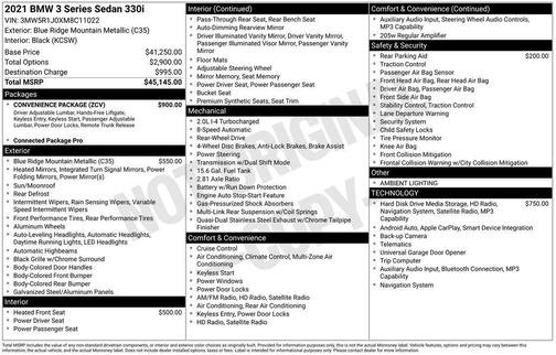 Blue Ridge Mountain Metallic 2021 BMW 330 330i