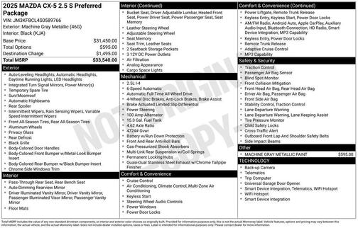 2025 Mazda CX-5 2.5 S Preferred Package