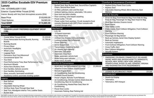 2025 Cadillac Escalade ESV Premium Luxury