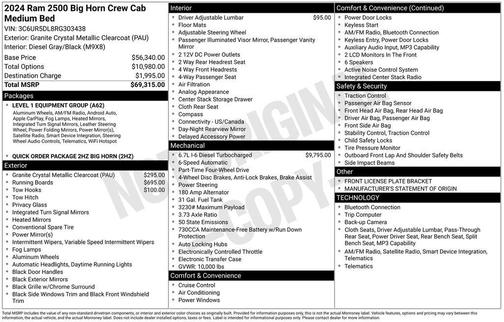 2024 RAM 2500 Big Horn Crew Cab 4x4 6'4' Box