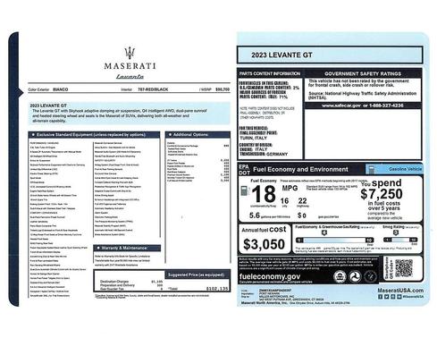Bianco 2023 Maserati Levante GT