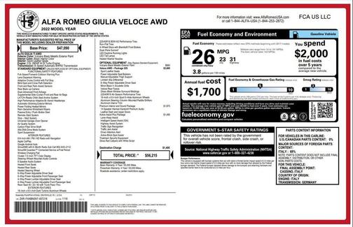 Vulcano Black Metallic 2022 Alfa Romeo Giulia Veloce