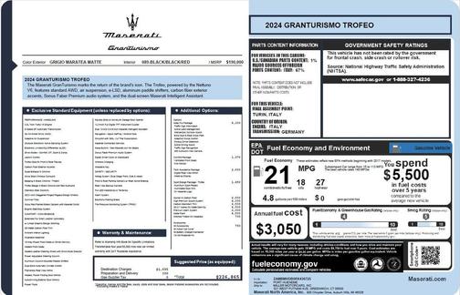 Grigio Maratea Matte 2024 Maserati GranTurismo Trofeo