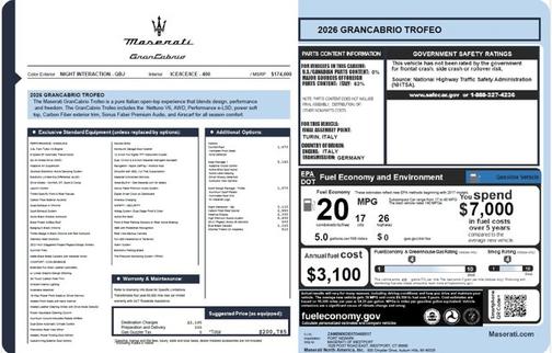 Night Interaction Metallic 2026 Maserati GranCabrio Trofeo