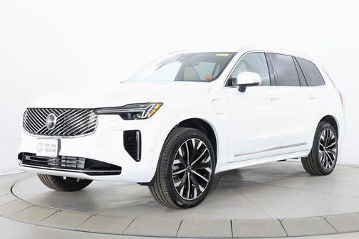 Crystal White Pearl 2026 Volvo XC90 Plug-In Hybrid Plus, T8 AWD, Electric/Gasoline, Bright, 7 Seats