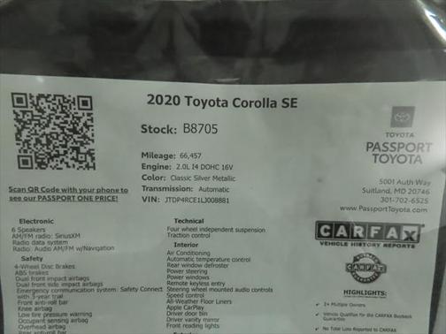 2020 Toyota Corolla SE