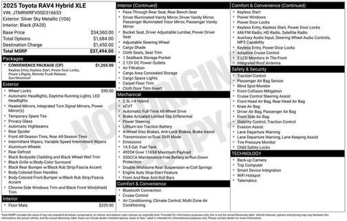 Silver Sky Metallic 2025 Toyota RAV4 Hybrid XLE